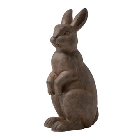 Glitzhome 22.75 Inch Standing Rabbit Statue Faux Bronze Distressed Texture, 22.75 Inch Tall - Kroger