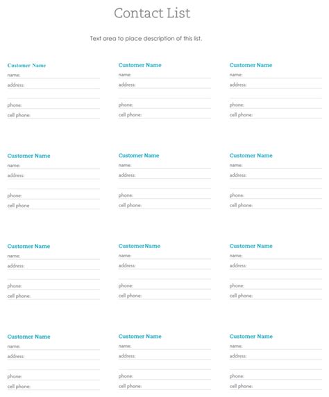 Client Contact List Template | HQ Template Documents