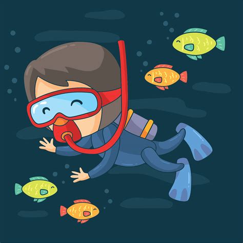 Cartoon Scuba Diving Vector 208321 Vector Art at Vecteezy