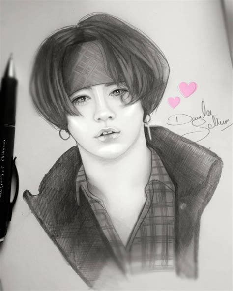 Damla💦🐯 on Instagram: “30 min. sketch of JK 🐰☺️ @bts.bighitofficial 💕 #JUNGKOOK #jeonjungkook # ...