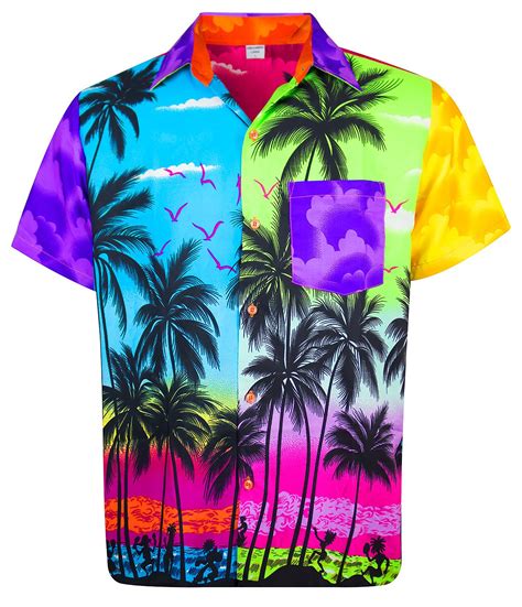 Funky Hawaiian Shirt for Men Short-Sleeve Front-Pocket Hawaiian-Print Every Shirt is a Unique ...