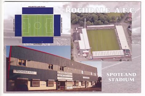 A MULTIVIEW FOOTBALL Stadium Post Card of Rochdale A.F.C. Spotland Stadium £1.85 - PicClick UK