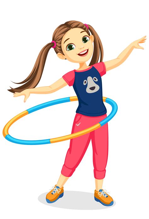 Cute girl playing hula hoop 1307804 Vector Art at Vecteezy