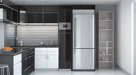 Premium AI Image | 3d rendering modern luxary design kitchen with fridge