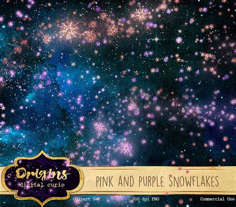 Pink and Purple Snowflakes Clipart ~ Graphics ~ Creative Market