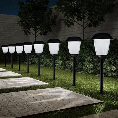 Nature Spring Solar Path Lights, Set of 8- 16-in Tall Stainless Steel Outdoor Stake Lighting for ...