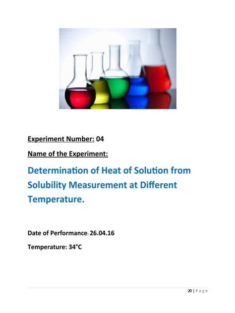 Determination of Heat of Solution | PDF | Heat | Solubility