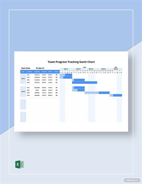 Team Progress Tracking Gantt Chart Template in Excel - Download | Template.net