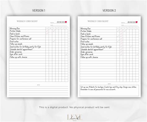 Weekly Checklist Printable 2024, Checklist Digital, Daily Task List Template PDF, Daily Routines ...