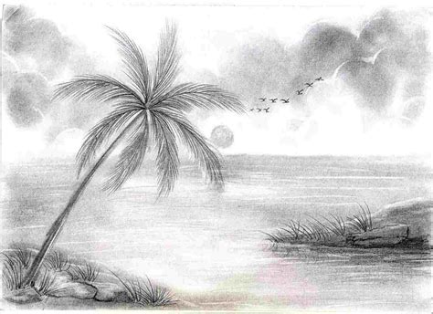 Sunrise Pencil Drawing at PaintingValley.com | Explore collection of Sunrise Pencil Drawing