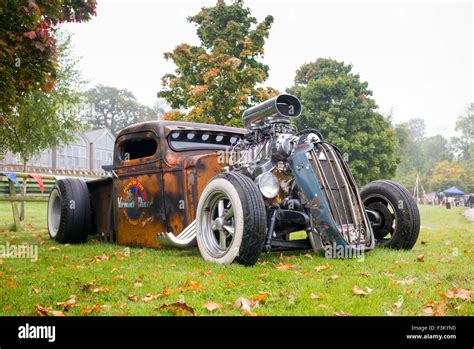 1936 Chevrolet pick up rat rod at a Prescott hill climb event. Gloucestershire, England Stock ...