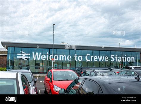 Entrance and Welcome to Crewe railway station, Crewe Cheshire UK Stock Photo - Alamy