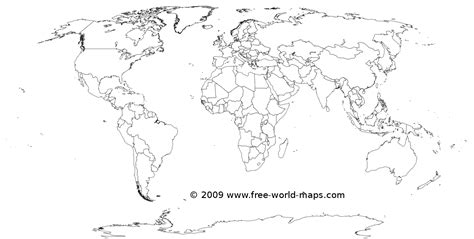 Printable white-transparent political blank world map C3 | Free world maps