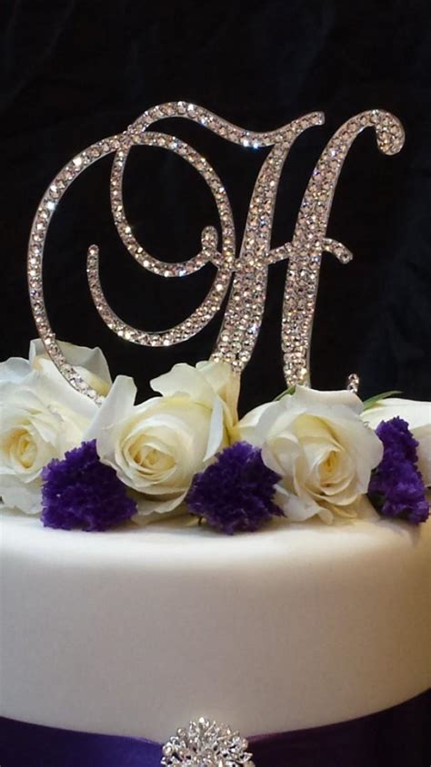 Letter H- Swarovski Crystal Monogram Cake Topper Wedding Cake Topper Birthday Topper #2180540 ...