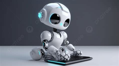 Adorable Ai Robot With Laptop 3d Render Background, 3d Robot, Robot Mascot, Cyborg Background ...