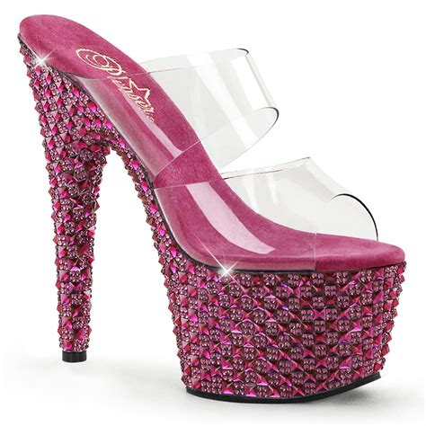 SummitFashions - Womens Exquisite Rhinestone Embellished Hot Pink Heels 7 Inch High Heel Shoes ...