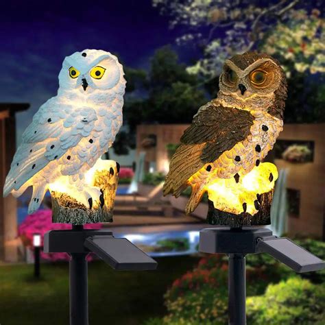 SOLLED Owl Solar Light With Solar LED Panel Fake Owl Waterproof IP65 Outdoor Solar Powered Led ...