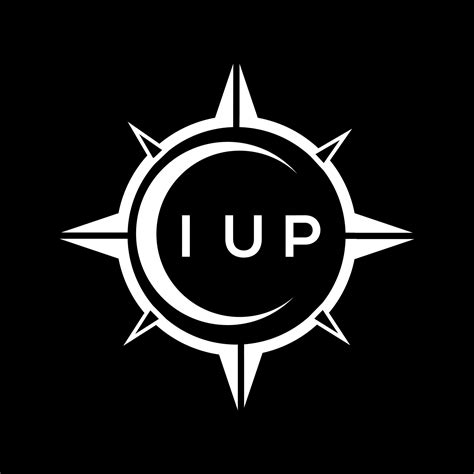 IUP abstract technology circle setting logo design on black background. IUP creative initials ...