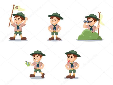 Boy scout cartoon set — Stock Vector © funwayillustration #128537800