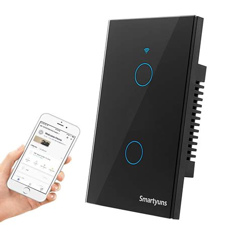 Buy Smartyuns WiFi Smart Light Switch, Tempered Glass Panel Touch Light Switch 2 Gang, US ...