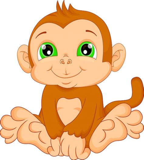 Cute baby monkey cartoon Vector | Premium Download