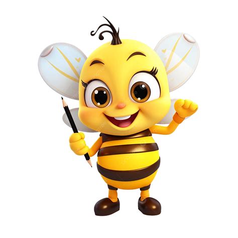 Cute Honey Bee With Pencil, Bee With Pencil, Honey Bee With Pencil PNG Transparent Image and ...