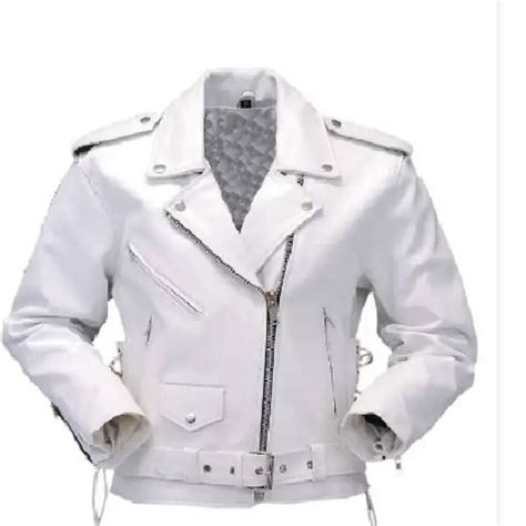 Sleek White Leather Motorcycle Jacket - Ride in Style | JacketnJeans