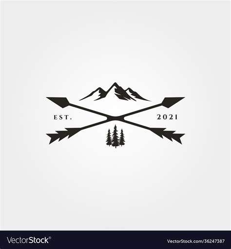 Arrow cross adventure outdoor logo vintage symbol Vector Image