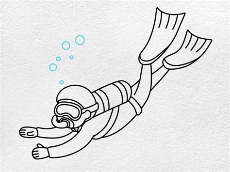 How to Draw a Scuba Diver - HelloArtsy