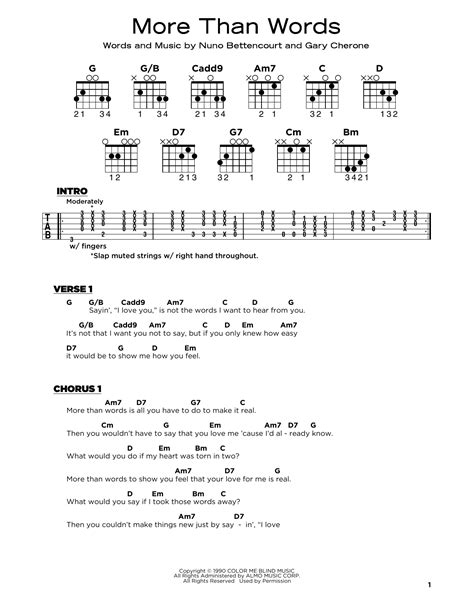 Guitar Chords For More Than Words