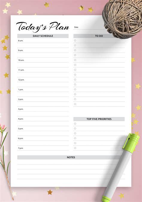 Download Printable Daily planner with hourly schedule & to-do list - AM/PM time format PDF