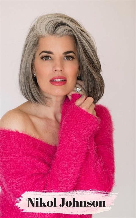 Nikol Johnson | Grey hair journey, Silver grey hair, Grey hair styles for women