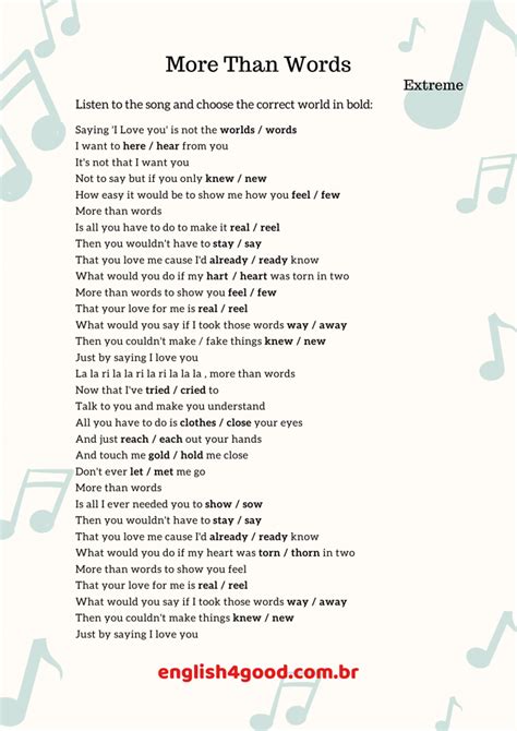 More than words - English4Good - Learn English with music