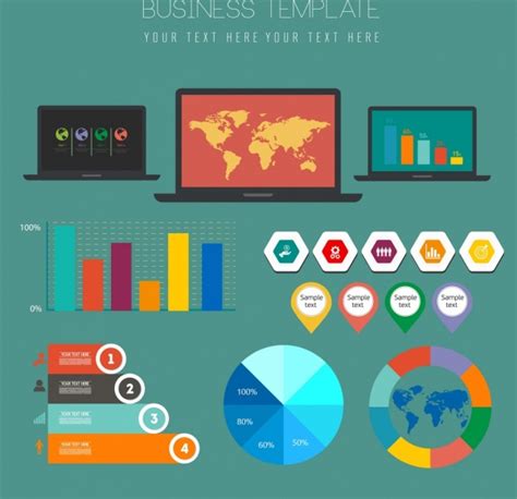 Business graph design elements multicolored flat shapes Vectors graphic art designs in editable ...