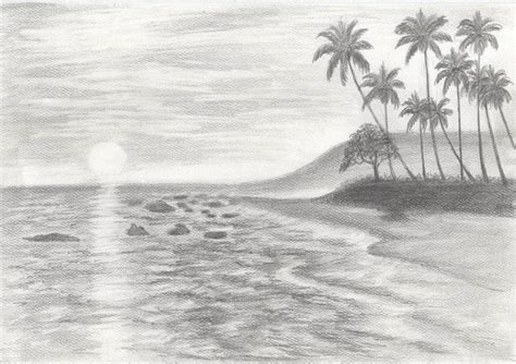 Sunset at The Beach Drawing by Rifi Chandra | Saatchi Art