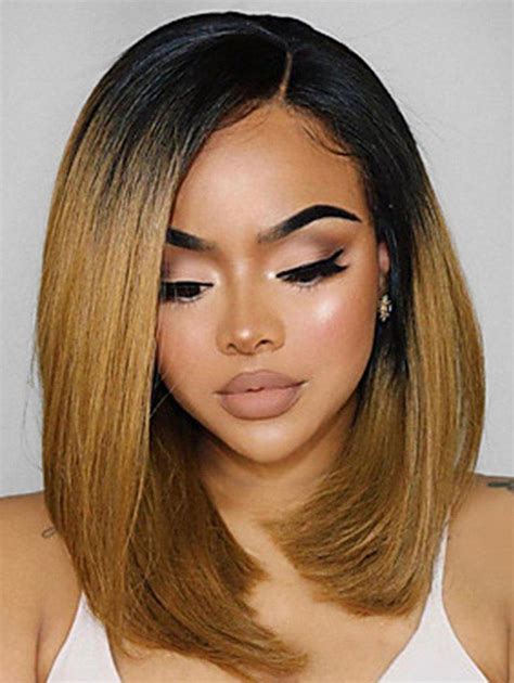 [42% OFF] Side Part Gradient Straight Bob Medium Synthetic Wig | Rosegal