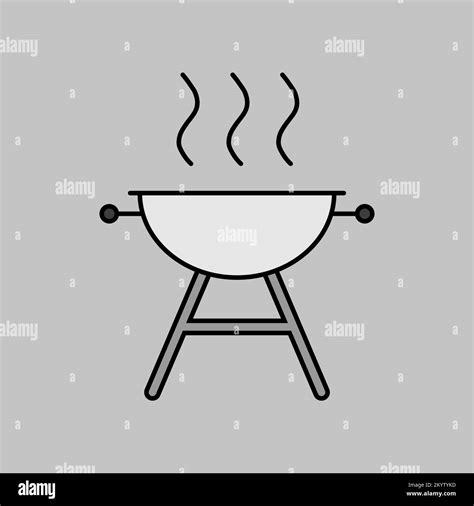 Grill BBQ cookout vector grayscale icon. Graph symbol for cooking web site and apps design, logo ...