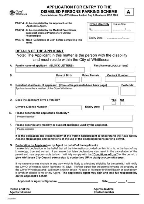 Disabled Parking Permit Application Form Victoria - Infoupdate.org