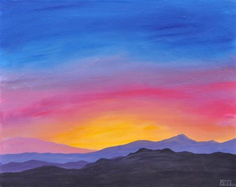 Items similar to Mountain Sunrise original acrylic landscape painting on canvas on Etsy