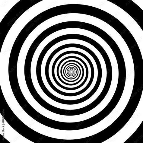 Hypnotic circles abstract vector optical illusion spiral swirl. Hypnotize circular pattern ...