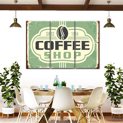 Vintage Cafe Logo Multi Panel Canvas Wall Art | ElephantStock