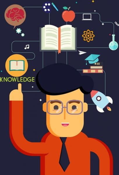 Knowledge concept banner man learning tool icons eps ai vector | UIDownload