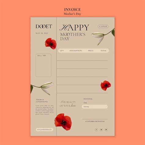 Premium PSD | Mothers day celebration invoice template