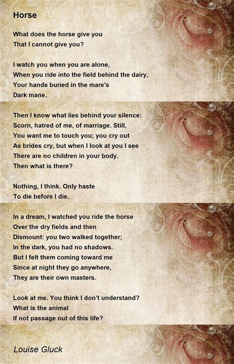 Horse Poem by Louise Gluck - Poem Hunter