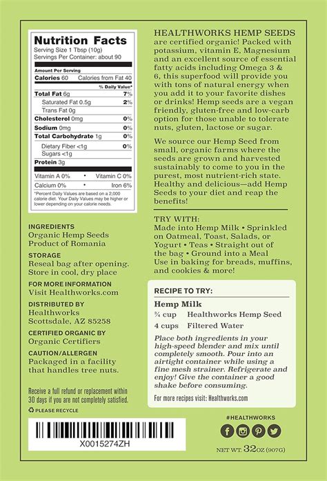 Hemp Seeds Nutrition Facts 1 Tablespoon - Nutrition Ftempo