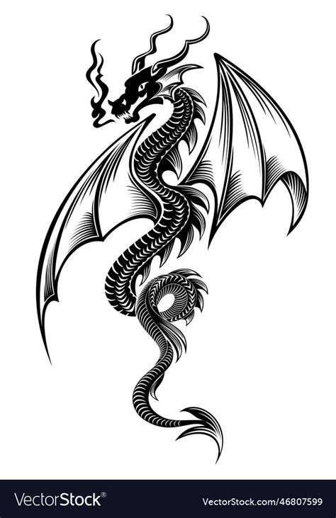 Black azure tribal dragon tattoo Royalty Free Vector Image