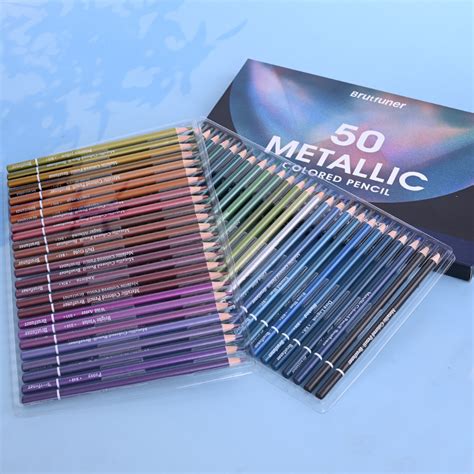 50 Pieces Metallic Colored Drawing Pencils Set