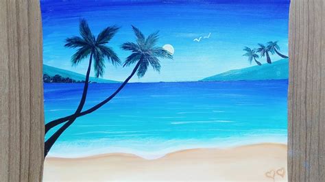 Beach landscape painting / Step by step beach painting / Painting for beginners / very easy ...