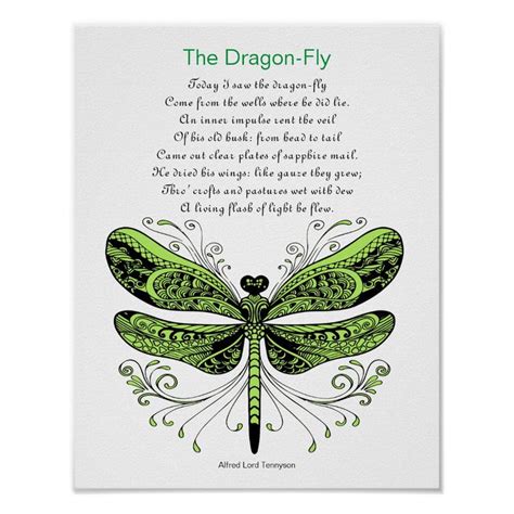 Dragonfly Poem by Alfred Lord Tennyson Poster