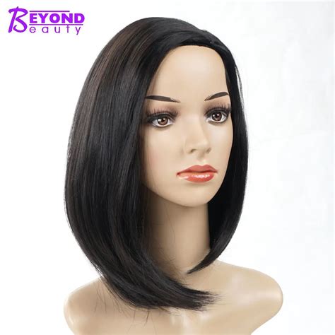 Beyond Beauty Straight Bob Cuts Black Wig for Women With Side Part Synthetic Glueless African ...